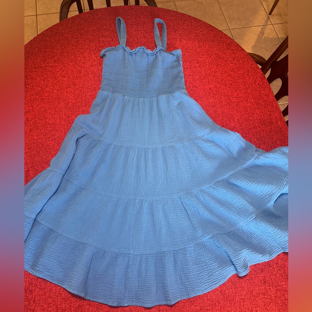C&C California Smocked Cotton Midi Dress Beach Resort Milkmaid Party Boho Size:M